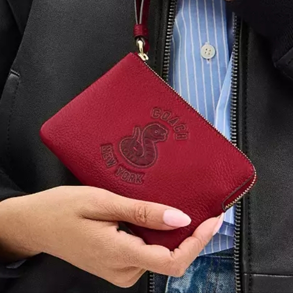 Coach New Year Corner Zip Wristlet With Snake Graphic - Picture 2 of 8